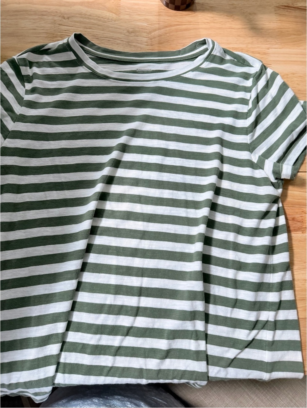 Sonoma Green and White Striped Short Sleeve Tee